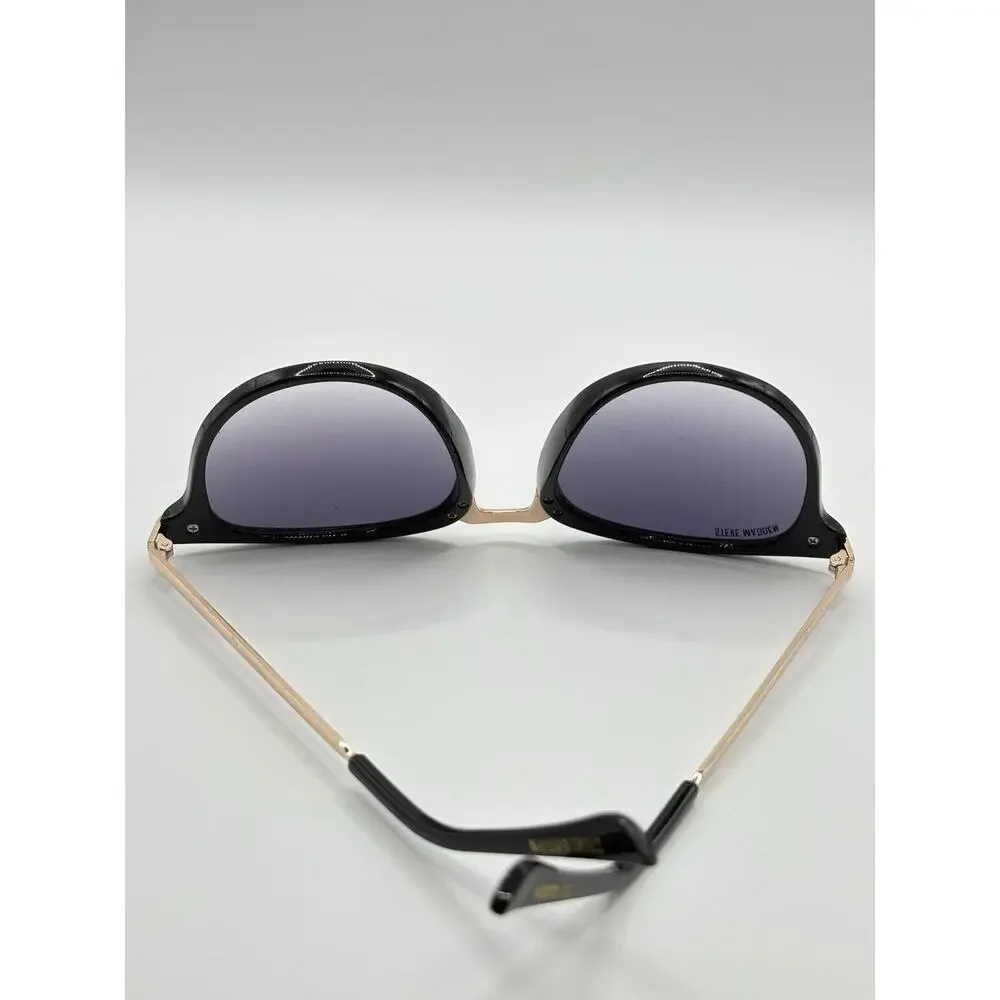 Steve Madden Round Sunglasses Black Gold Gradient Women